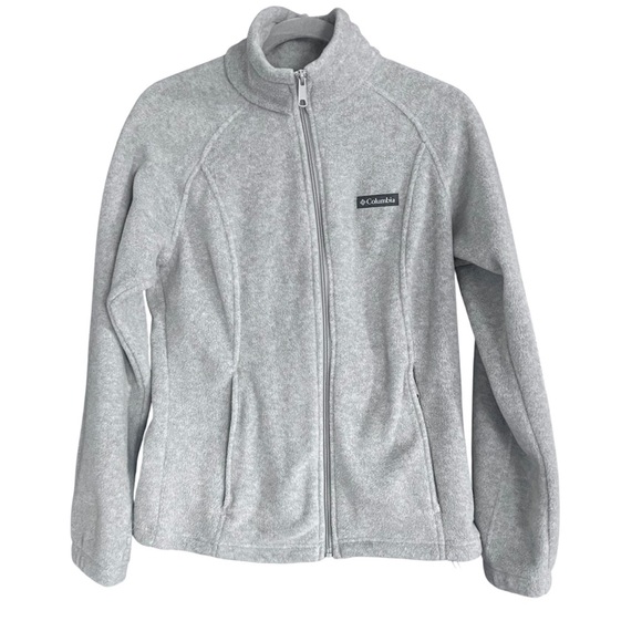 EUC Women’s Columbia Light Gray Fleece Full Zip Jacket size Small - Picture 1 of 9